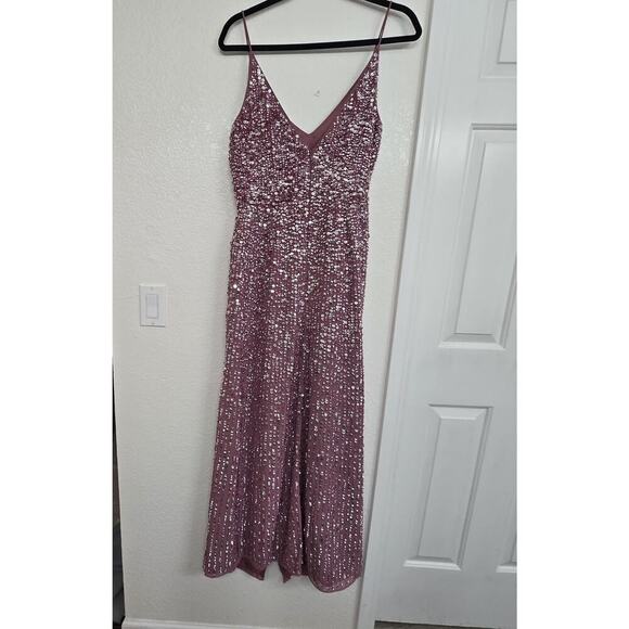 Asos Design  Embellished Maxi Drape Side Cami Dress Orchid Color  Size 6 Formal - Picture 13 of 14